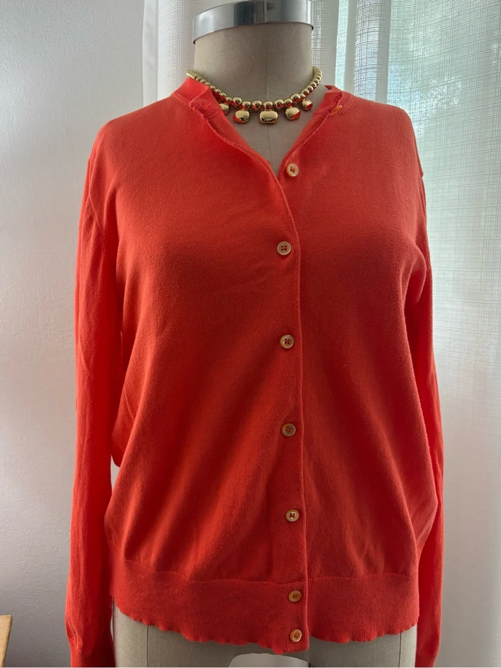 J. Crew Coral Crewneck Cardigan - Picture 2 of 6